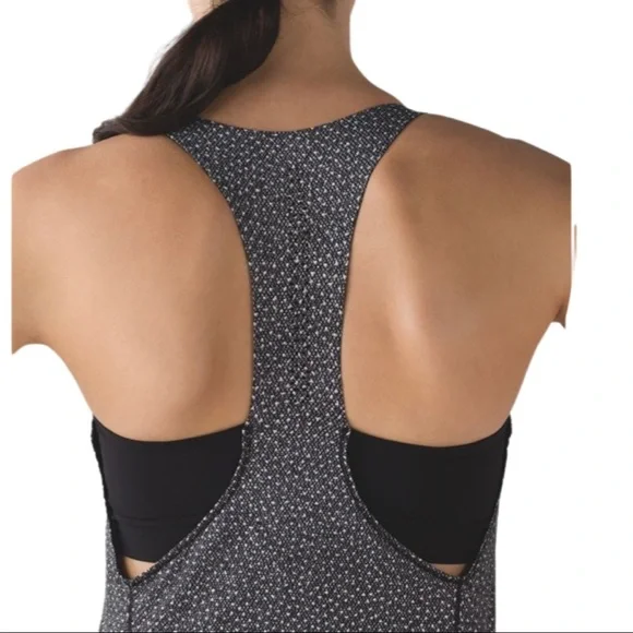 LULULEMON Hit It Tank Top Frozen Fizz White Black Racerback Workout Gym Active - Picture 2 of 15